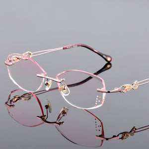 0~+/-4.50 Prescription glasses Women Rimless Eyeglasses Customized myopia hyperopia Glasses  Optical glasses