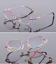 Load image into Gallery viewer, 0~+/-4.50 Prescription glasses Women Rimless Eyeglasses Customized myopia hyperopia Glasses  Optical glasses