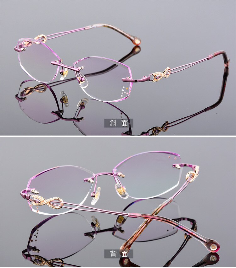 0~+/-4.50 Prescription glasses Women Rimless Eyeglasses Customized myopia hyperopia Glasses  Optical glasses