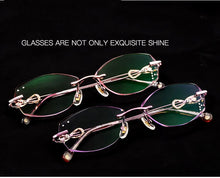 Load image into Gallery viewer, 0~+/-4.50 Prescription glasses Women Rimless Eyeglasses Customized myopia hyperopia Glasses  Optical glasses