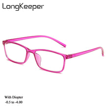 Load image into Gallery viewer, -0.5 -1 -1.5 -2 -2.5 -3 -3.5 -4 Myopia Glasses Men Women  Anti-Blue Light Eyeglasses Vintage Pink Black Square Eyeware