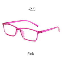 Load image into Gallery viewer, -0.5 -1 -1.5 -2 -2.5 -3 -3.5 -4 Myopia Glasses Men Women  Anti-Blue Light Eyeglasses Vintage Pink Black Square Eyeware