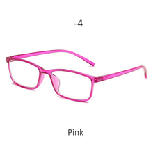 Load image into Gallery viewer, -0.5 -1 -1.5 -2 -2.5 -3 -3.5 -4 Myopia Glasses Men Women  Anti-Blue Light Eyeglasses Vintage Pink Black Square Eyeware