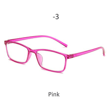 Load image into Gallery viewer, -0.5 -1 -1.5 -2 -2.5 -3 -3.5 -4 Myopia Glasses Men Women  Anti-Blue Light Eyeglasses Vintage Pink Black Square Eyeware