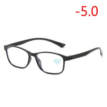 Load image into Gallery viewer, 0 -50 -100 -150 To -600 Square Nearsighted Glasses Finished Full Frame Short-sight Eyewear Prescription Spectacles Black Frame