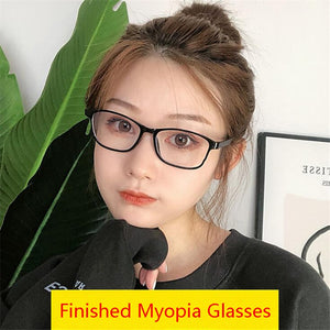 0 -50 -100 -150 To -600 Square Nearsighted Glasses Finished Full Frame Short-sight Eyewear Prescription Spectacles Black Frame