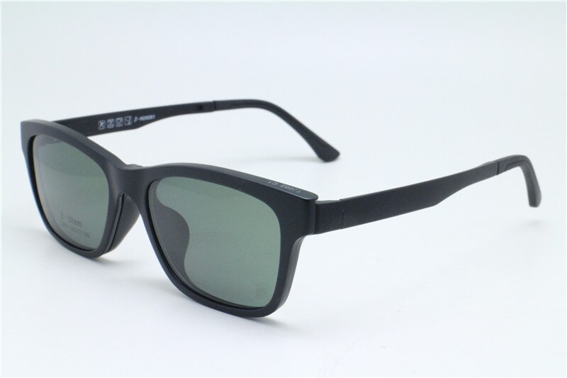 002 ULTEM rectangle shape optical eyeglasses frame with megnatic clip on removable polarized myopia sunglasses for unisex