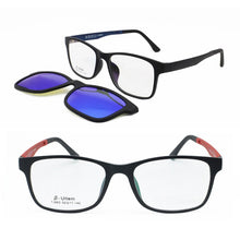 Load image into Gallery viewer, 003 ULTEM square shape optical myopia Hyperopia eyeglasses frame with magnetic clip on removable polarized sunglasses for men