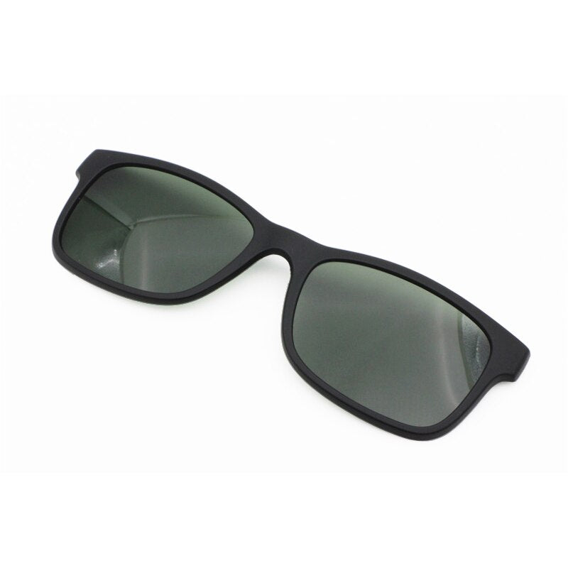 003 ULTEM square shape optical myopia Hyperopia eyeglasses frame with magnetic clip on removable polarized sunglasses for men