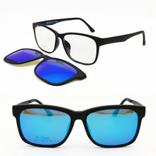Carica l&#39;immagine nel visualizzatore di Gallery, 011 ULTEM square shape optical myopia Hyperopia eyeglasses frame with megnatic clip on removable polarized sunglasses for men