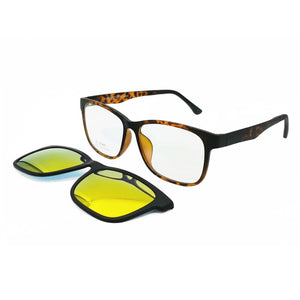 011 ULTEM square shape optical myopia Hyperopia eyeglasses frame with megnatic clip on removable polarized sunglasses for men