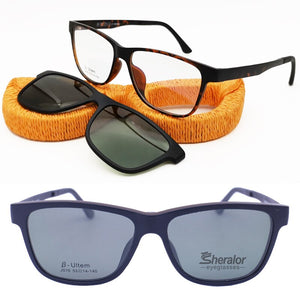 016 ULTEM square shape optical glasses frame with megnatic clip on removable polarized sunglasses lens