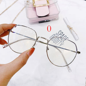 -1.0 1.5 2.0 2.5 3.0 3.5 4.0 Finished Glasses Men Women Polygonal Eyeglasses Frame Retro Trend Spectacles Nearsighted Eyeglass
