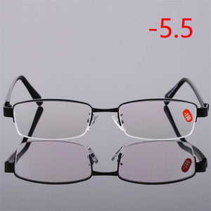 -1.0 -1.5 -2.0 -2.5 To -6.0 Half Frame Finished Myopia Eyeglasses Women Men Aspheric Resin Optical Spectacle Black Frame