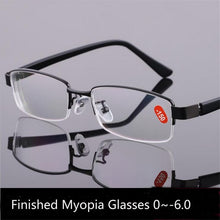 Load image into Gallery viewer, -1.0 -1.5 -2.0 -2.5 To -6.0 Half Frame Finished Myopia Eyeglasses Women Men Aspheric Resin Optical Spectacle Black Frame