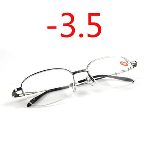 -1.0 -1.5 -2.0 To -6.0 Ultralight Half Frame Metal Finished Myopia Glasses Men Gray Frame Square Nearsighted Glasses
