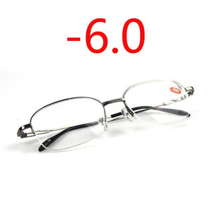 -1.0 -1.5 -2.0 To -6.0 Ultralight Half Frame Metal Finished Myopia Glasses Men Gray Frame Square Nearsighted Glasses