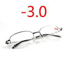 Load image into Gallery viewer, -1.0 -1.5 -2.0 To -6.0 Ultralight Half Frame Metal Finished Myopia Glasses Men Gray Frame Square Nearsighted Glasses
