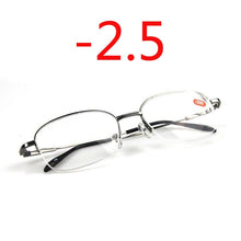 Load image into Gallery viewer, -1.0 -1.5 -2.0 To -6.0 Ultralight Half Frame Metal Finished Myopia Glasses Men Gray Frame Square Nearsighted Glasses