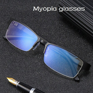 -1 -1.5 -2 -2.5 -3 -3.5 -4 -4.5  Myopia Glasses Men Retro Metal Frame Square Students Myopia Glasses Frame