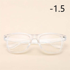 -1 -1.5 -2 -2.5 TO -6.0 Square Finished Nearsighted Glasses Women Men Transparent White Frames Short-sighted Eyeglasses Diopter