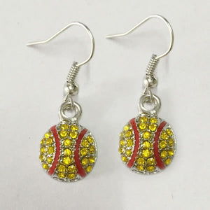 1.2cm Half Ball Rhinestone Crystal Metal Softball Dangle Earrings Jewelry Sports Club Team Fans Soft Ball Lovers