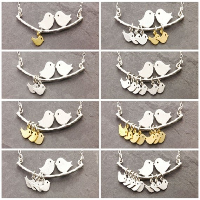 1-8 Kid and Mother Necklace Charm Women Jewelry Fashion Simple Birds Gold and Silver Birdie Love Bird Pendant Necklace