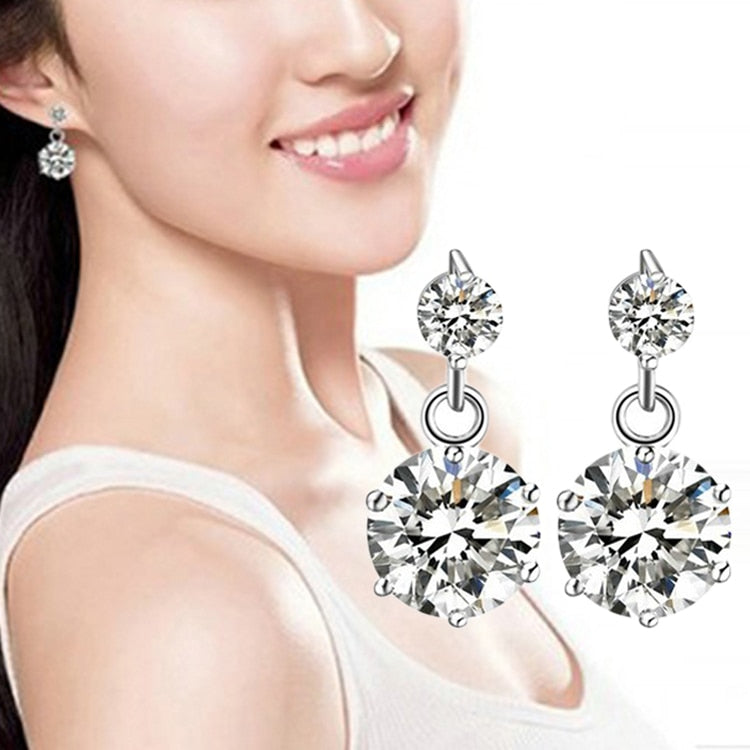 1 Pair Elegant Silver Earrings For Women Charm Jewelry Gift Drop Shipping