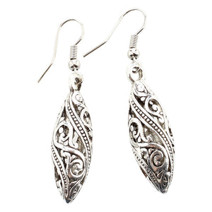 1 Pair Hollow Filigree Tibetan Silver Dangle Earrings 1.3x0.4