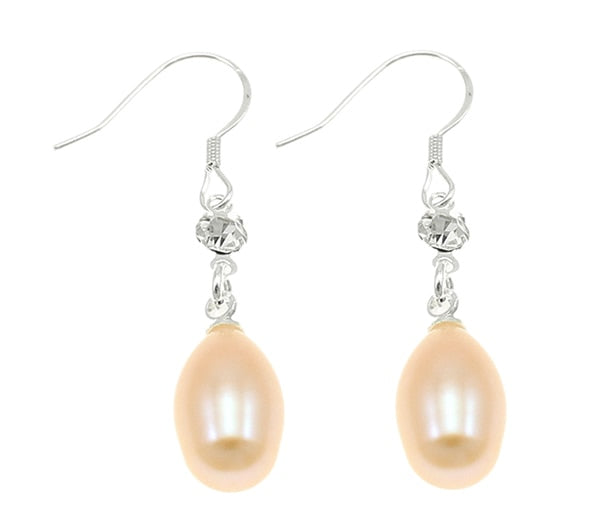 1 Pair Unique Wedding Women Bridal Mom Natural Real Pink Pearl Drop Earring Jewelry Natural Rhinestone Charm Earrings
