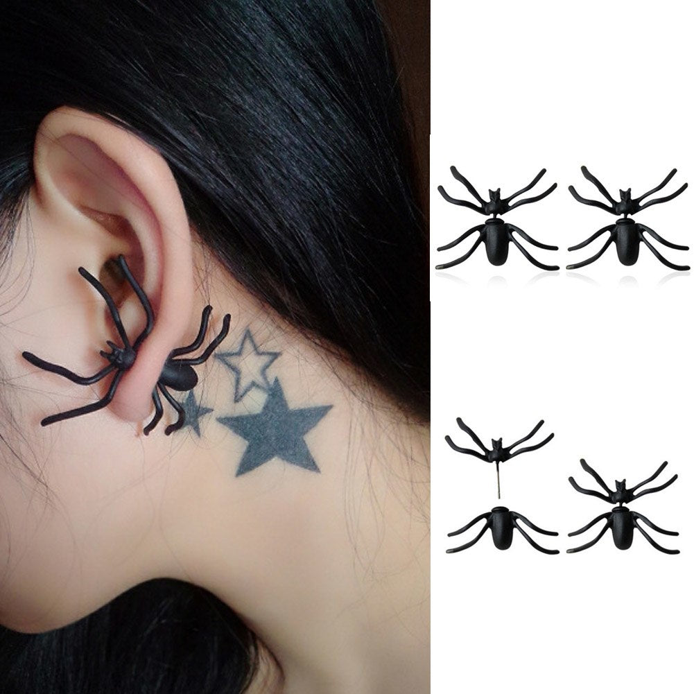 1 Pcs Halloween Black Spider Earring Stud Party Unisex Gothic Vintage Rock Zinc Alloy Fashion Punk Hyperbole Jewelry 2018 Hot