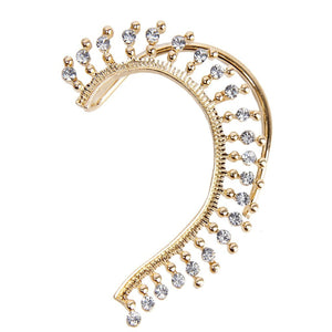 1 Piece Rock Punk Clear Rhinestone Decor Ear Cuff Enclose Earrings for Left Ear