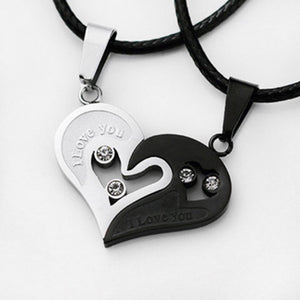 1 pair Fashion Couple Heart Shape I Love You Pendant Necklace Unisex Lovers Couples Jewelry Fashion Gift Accessories