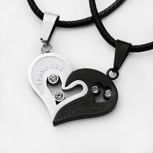 1 pair Fashion Couple Heart Shape I Love You Pendant Necklace Unisex Lovers Couples Jewelry Fashion Gift Accessories