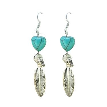 1 pair Fashion women Retro Heart feather Crystal Drop Pendant earrings