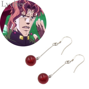 1 pair Hot Japan Anime JoJo's Bizarre Adventure Dangle Earrings Red Stone Pendant Cospl Drop Earrings Jewelry for Men Women