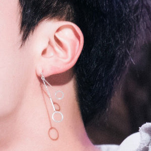1 pcs Korean Earrings Long Men BTS Bangtan Boys Earring For Women Men Double circle Accessories Single Dangle Earrings
