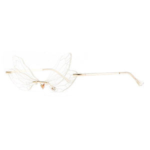 1 pcs Rimless Dragonfly Wing Sunglasses Frameless Retro Female Designer Transparent Lens gift for women men 2023 Hot