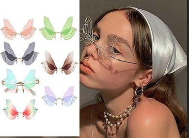 1 pcs Rimless Dragonfly Wing Sunglasses Frameless Retro Female Designer Transparent Lens gift for women men 2023 Hot