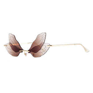 1 pcs Rimless Dragonfly Wing Sunglasses Frameless Retro Female Designer Transparent Lens gift for women men 2023 Hot