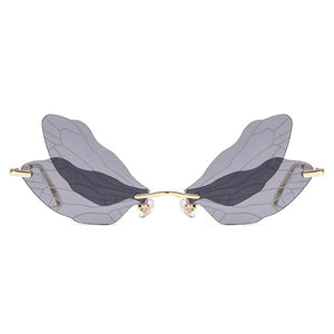 1 pcs Rimless Dragonfly Wing Sunglasses Frameless Retro Female Designer Transparent Lens gift for women men 2023 Hot