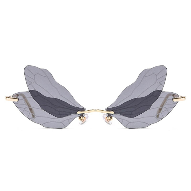1 pcs Rimless Dragonfly Wing Sunglasses Frameless Retro Female Designer Transparent Lens gift for women men 2023 Hot