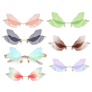 1 pcs Rimless Dragonfly Wing Sunglasses Frameless Retro Female Designer Transparent Lens gift for women men 2023 Hot