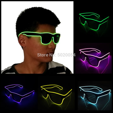 10 Colors  EL Wire Neon LED Sunglasses Bar Party Dance DJ Bright Flashing Sun Glasses Men Light Up Eyewear