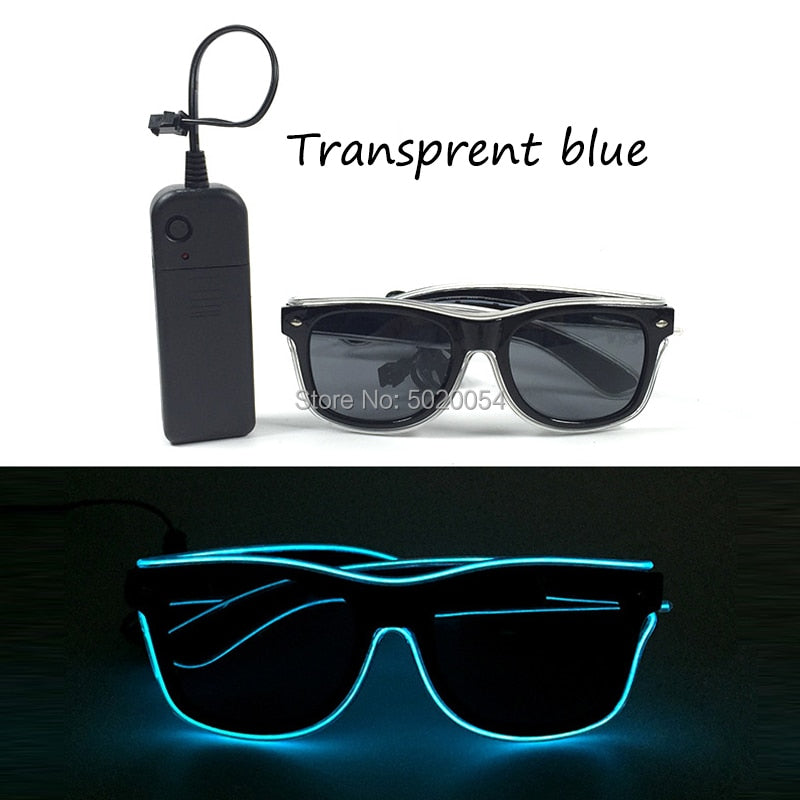 10 Colors  EL Wire Neon LED Sunglasses Bar Party Dance DJ Bright Flashing Sun Glasses Men Light Up Eyewear