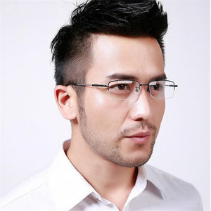 -100 -150 -200 To -600 Half Frame Finished Myopia Glasses Ultralight Metal Square Men's Nearsighted Glasses Women Men