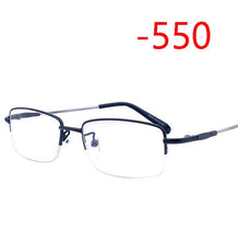 Load image into Gallery viewer, -100 -150 -200 To -600 Half Frame Finished Myopia Glasses Ultralight Metal Square Men&#39;s Nearsighted Glasses Women Men