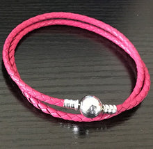 Load image into Gallery viewer, 100%925 Silver Fashion Couple Leather Double Ring 1:1 pan Bracelet (Multiple Color Selection) DIY Gift Jewelry Factory Outle
