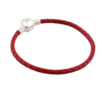 100%925 Silver Fashion Couple Leather Double Ring 1:1 pan Bracelet (Multiple Color Selection) DIY Gift Jewelry Factory Outle