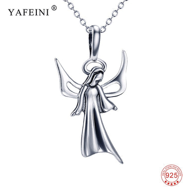 100% 925 Sterling Silver Blessed Virgin Mary Pendant Necklace Holy Mother Choker Ave Maria Angel For Women Girl Gift